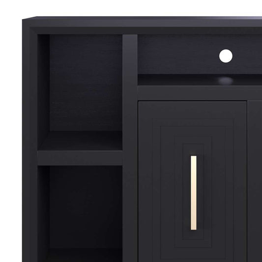 Legends Furniture - Bridgevine Home 83 in. Black Finish Solid Wood TV stand (TVs up to 100 in.) - SS1211.SLS veiw 2