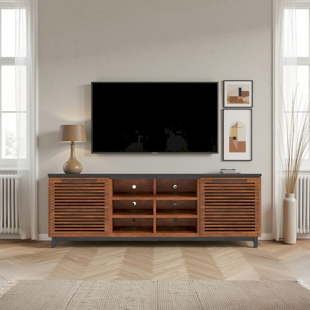Bridgevine Home - 85 in. Bourbon Brown and Black Finish TV stand (TVs up to 95 in.) - GC1220.BNB view 10