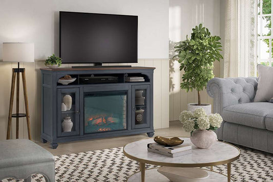 Legends Furniture - Bridgevine Home Americana 66 in Fireplace TV Stand for TVs up to 80 inches, Corduroy Blue Finish - ZAMR-1966 veiw 2