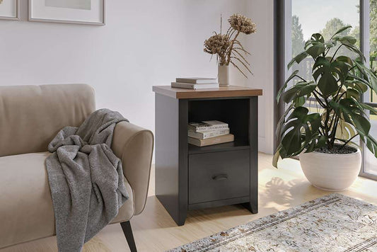 Legends Furniture - Bridgevine Home Essex 22 inch 1-drawer file, No Assembly Required, Black and Whiskey Finish - ES6805.SWK veiw 2