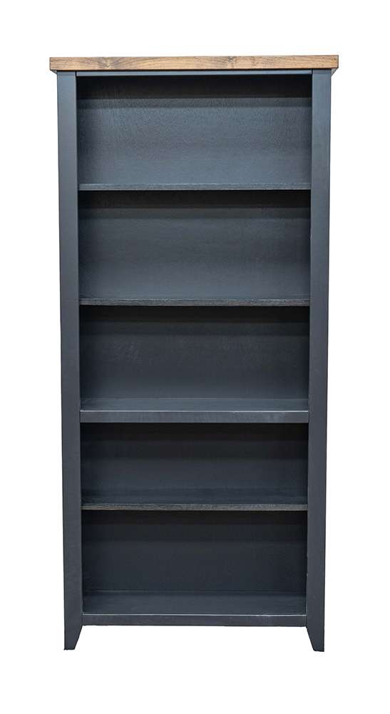 Legends Furniture - Bridgevine Home Essex 72 inch high 5-shelf Bookcase, No Assembly Required, Black and Whiskey Finish - ES6672.SWK veiw 6