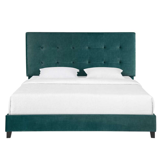 Legends Furniture - Bridgevine Home King Size Tall Green Velvet Tufted Headboard Upholstered Platform Bed - ZBRD-7004KG veiw 2