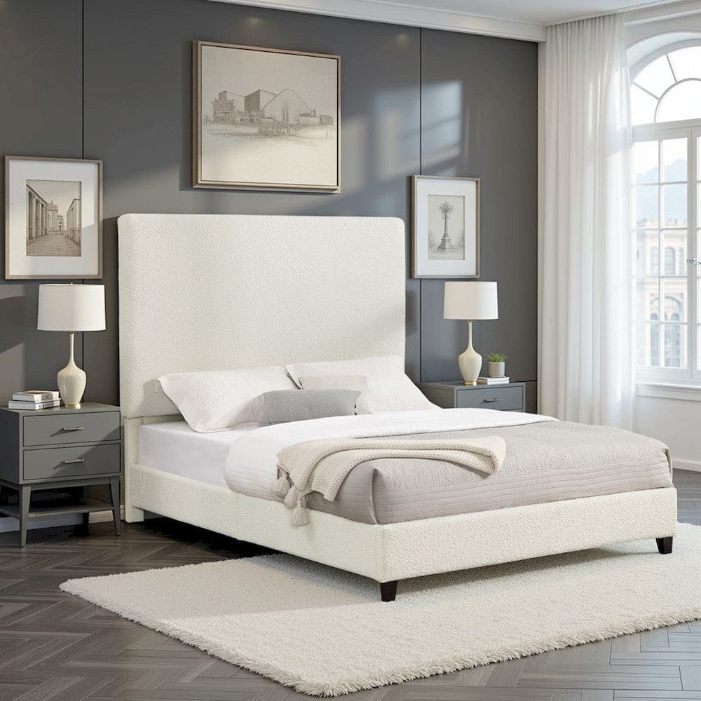 Bridgevine Home - Queen Size Tall Boucle Headboard Upholstered Platform Bed - ZBRD-7006QN view 12