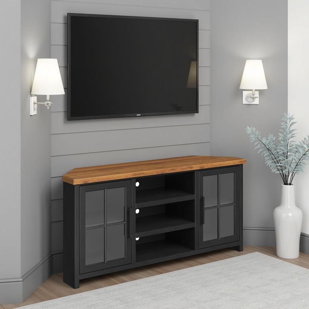 Legends Furniture - Essex 67 inch Corner TV Stand in Black and Whiskey - ES1220.SWK veiw 6
