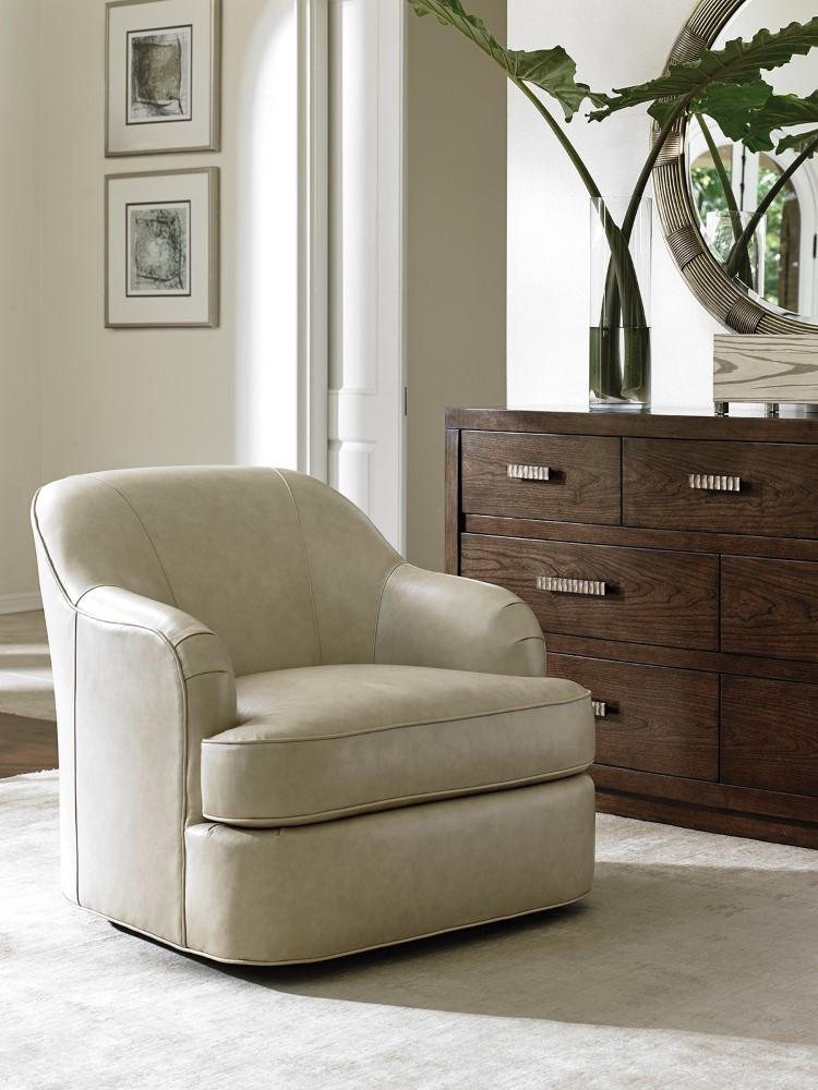 Lexington - Laurel Canyon Alta Vista Leather Swivel Chair Ivory - LL7710-11SW-40 veiw 3