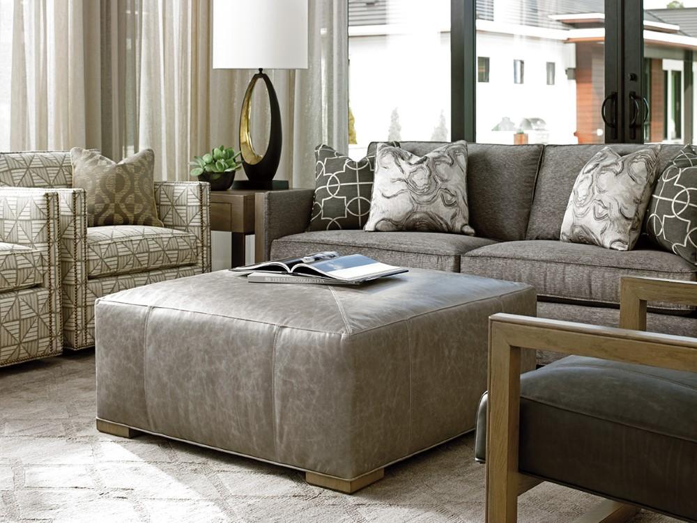 Lexington - Shadow Play Melina Leather Cocktail Ottoman Gray - LL7925-44-40 veiw 2