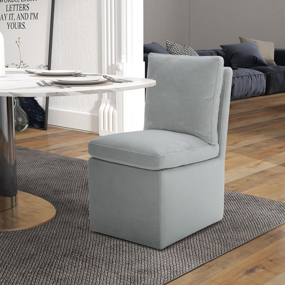 Liberty Furniture - Accent Dining Accent Dining Chair w/ Casters - Sapphire in Ivory, Sapphire, Truffle, & Wicker Fabric - 733-ADC90-SP veiw 1