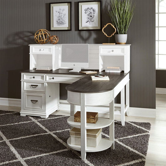 Liberty Furniture - Allyson Park - Opt L Shaped Desk Set in White - 417-HOJ-OLSD view 2