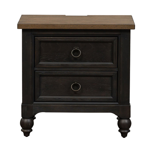 Liberty Furniture - Americana Farmhouse 2 Drawer Night Stand w/ Charging Station - Black - 615-BR61-B view 2