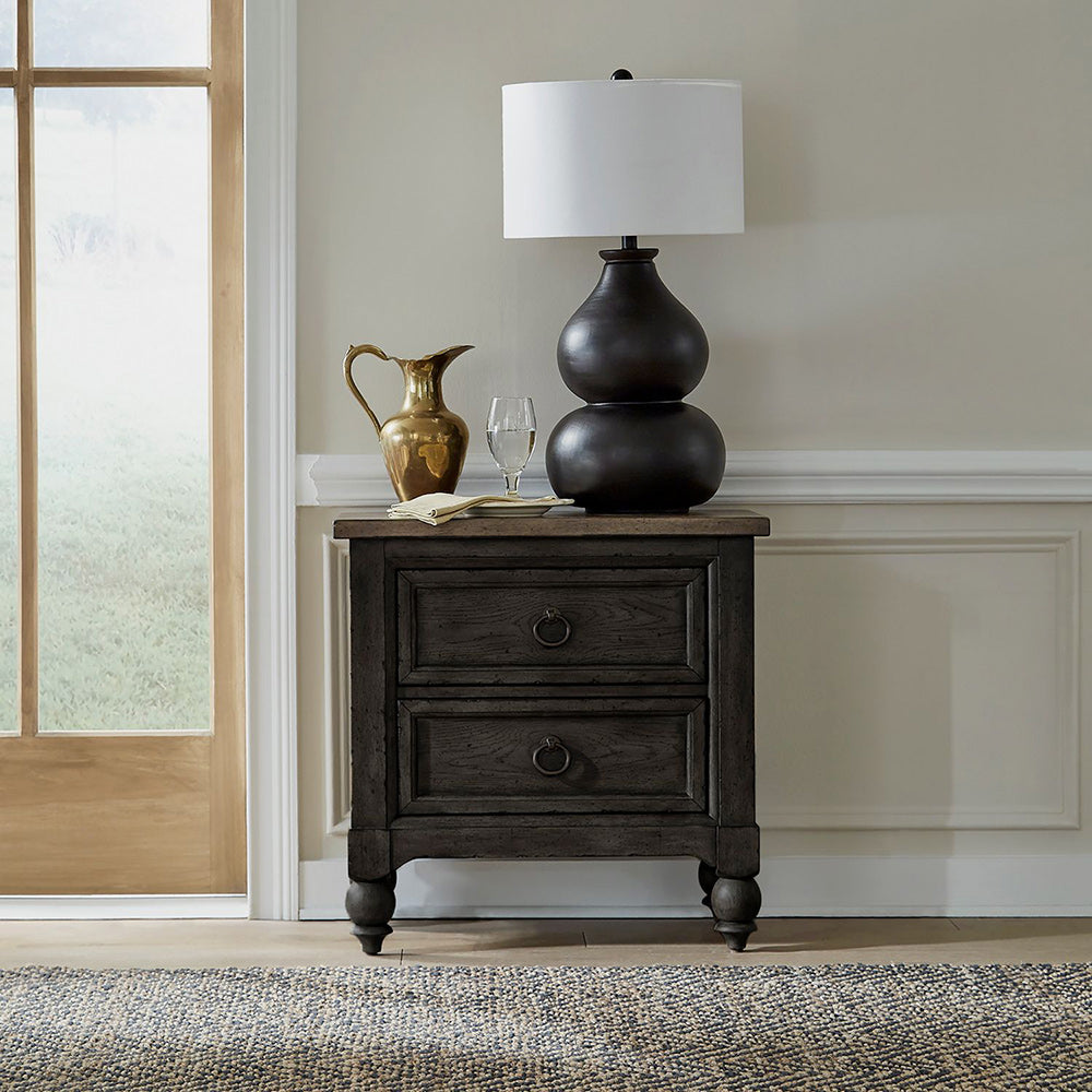 Liberty Furniture - Americana Farmhouse 2 Drawer Night Stand w/ Charging Station - Black - 615-BR61-B view 9