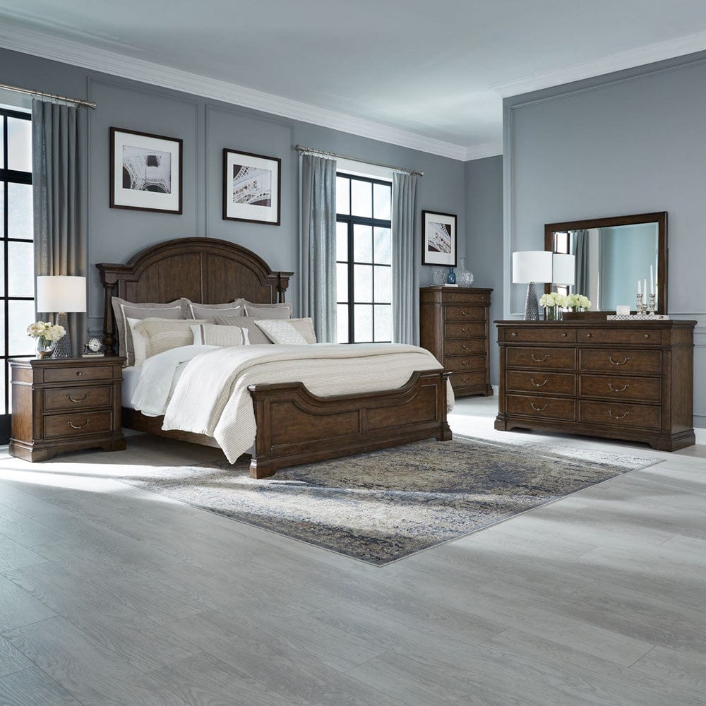 Liberty Furniture - Arden Road - King California Poster Bed, Dresser & Mirror, Chest, Night Stand in Cherry - 512-BR-CPSDMCN view 1
