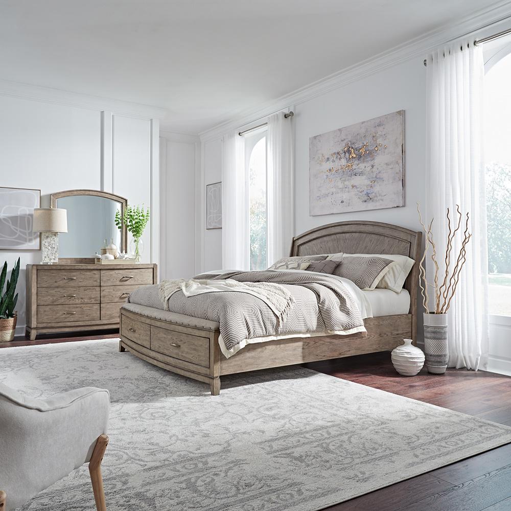 Liberty Furniture - Avalon Queen Panel Storage Bed, Dresser & Mirror in Burnished Beige - 805-BR-QPBSDM veiw 1