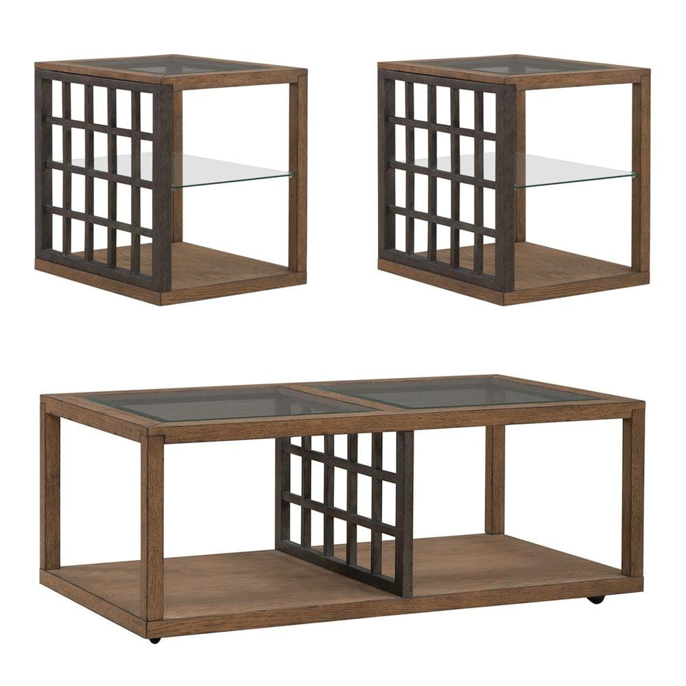 Liberty Furniture - Bayhill Trellis 3 Piece Set in Honey w/ Black Metal Accents - 525-OT-3PCS veiw 1