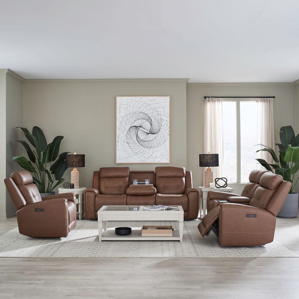 Liberty Furniture - Beckham - Sofa w/ Loveseat & Recliner in Brown - 7023SD-UPH-SOLOREC view 1