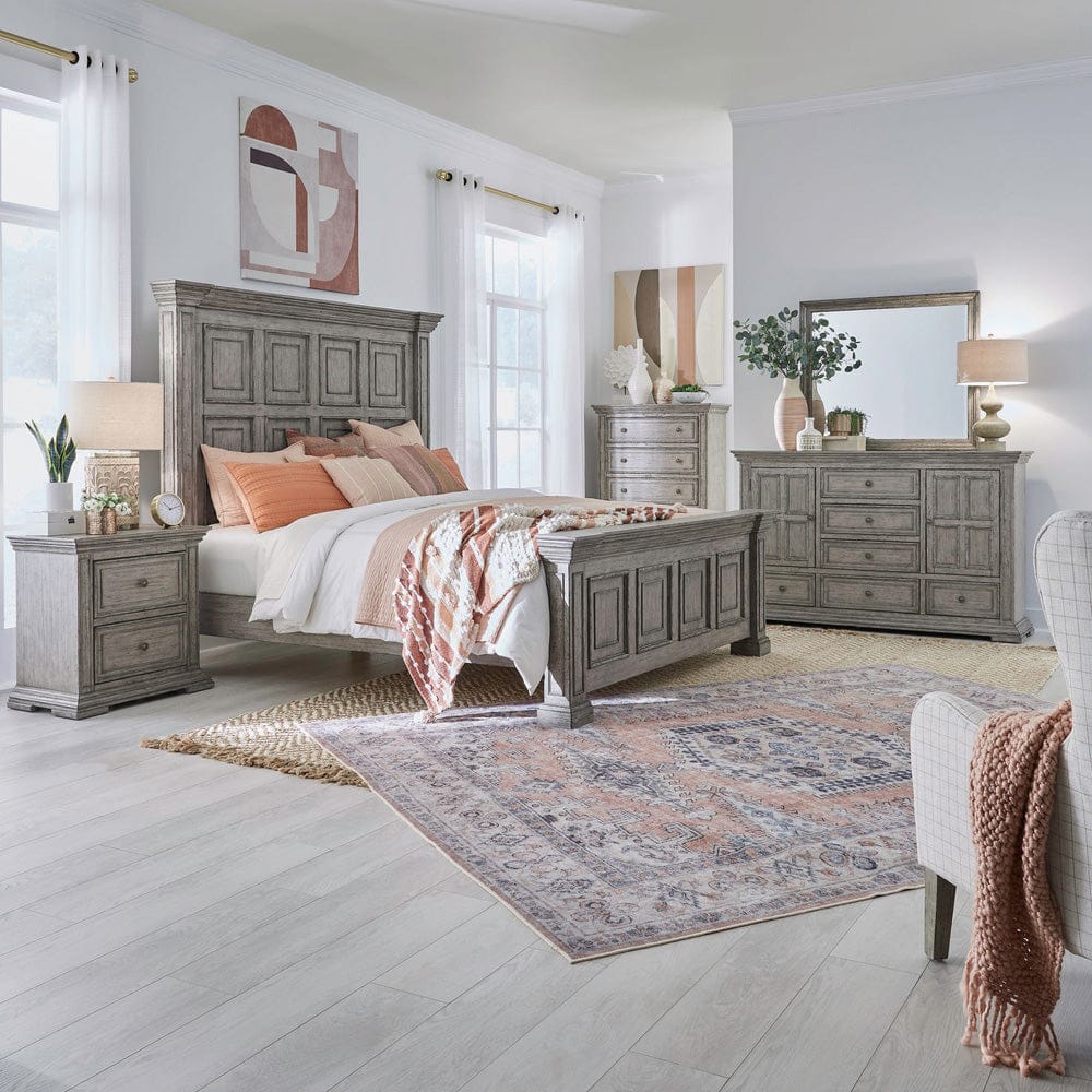 Liberty Furniture - Big Valley - King California Panel Bed, Dresser & Mirror, Chest, Night Stand in Gray - 361G-BR-CPBDMCN view 1
