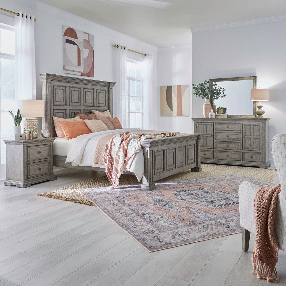 Liberty Furniture - Big Valley - King California Panel Bed, Dresser & Mirror, Night Stand in Gray - 361G-BR-CPBDMN view 1