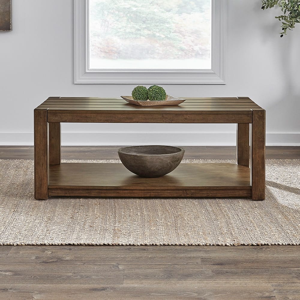 Liberty Furniture - Broadmore Rectangular Cocktail Table in Cobblestone Brown - 449-OT1010 veiw 1