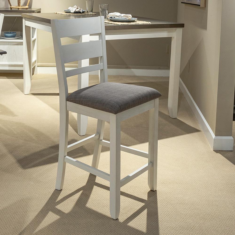 Liberty Furniture - Brook Bay Slat Back Uph Counter Chair in Textured White w/ Carbon Gray Tops - 182-B150124 veiw 1