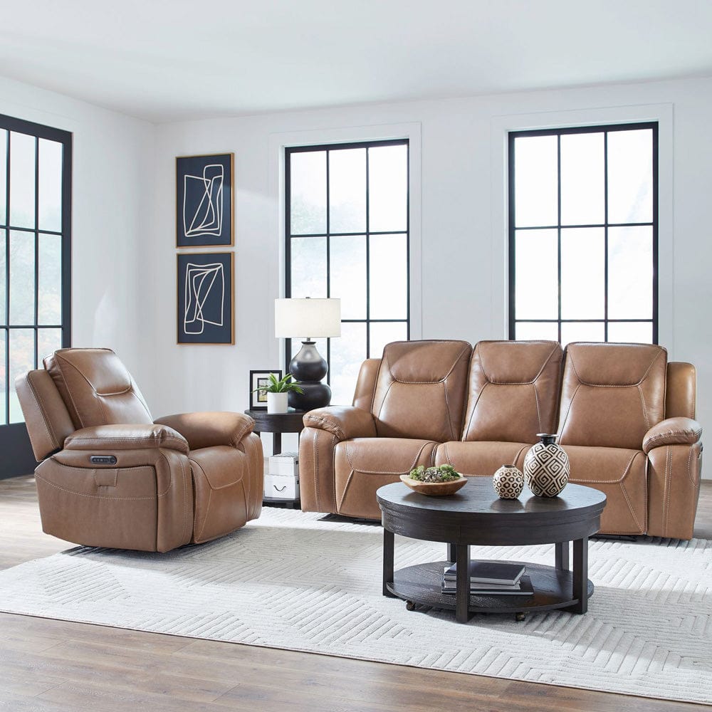 Liberty Furniture - Callihan - Sofa & Recliner in Brown - 7018BU-UPH-SOREC view 1