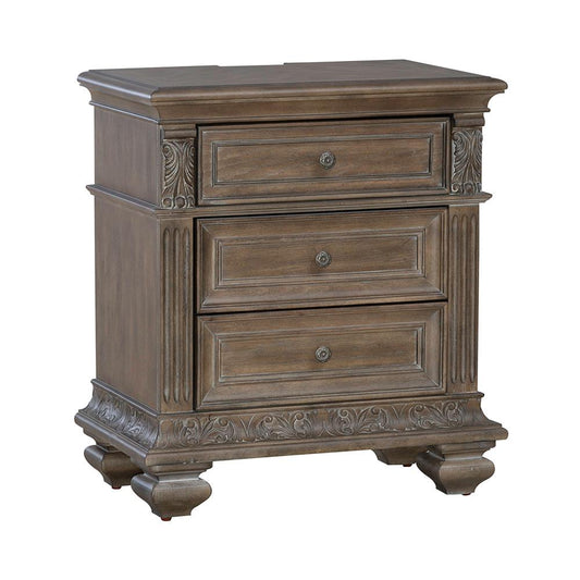 Liberty Furniture - Carlisle Court 3 Drawer Night Stand with Charging Station in Chestnut w/ Dusty Wax - 502-BR61 veiw 2