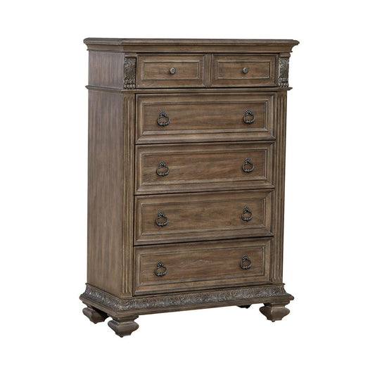Liberty Furniture - Carlisle Court 5 Drawer Chest in Chestnut w/ Dusty Wax - 502-BR41 veiw 2