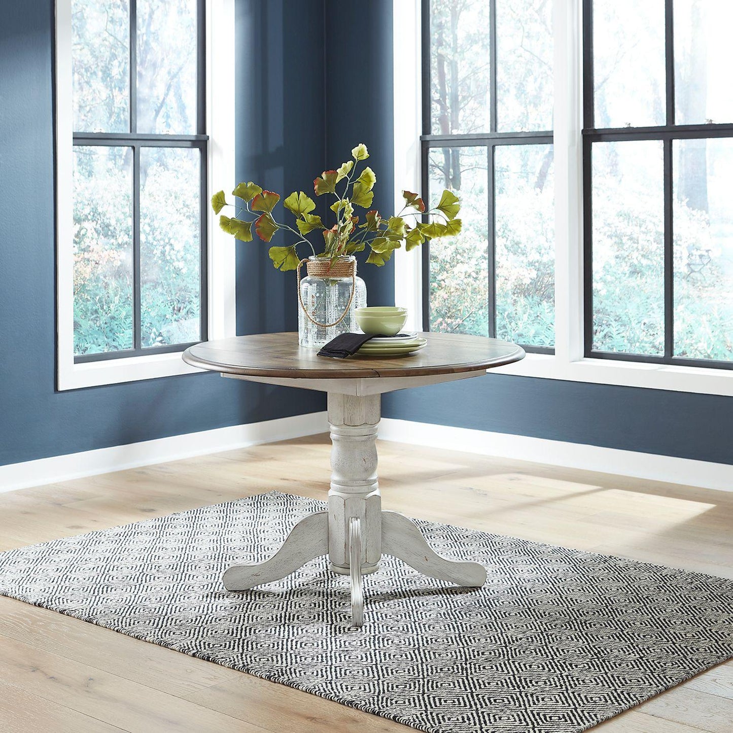 Liberty Furniture - Carolina Crossing Drop Leaf Table in White in White w/ Antique Honey Tops - 186W-CD-DLT veiw 1