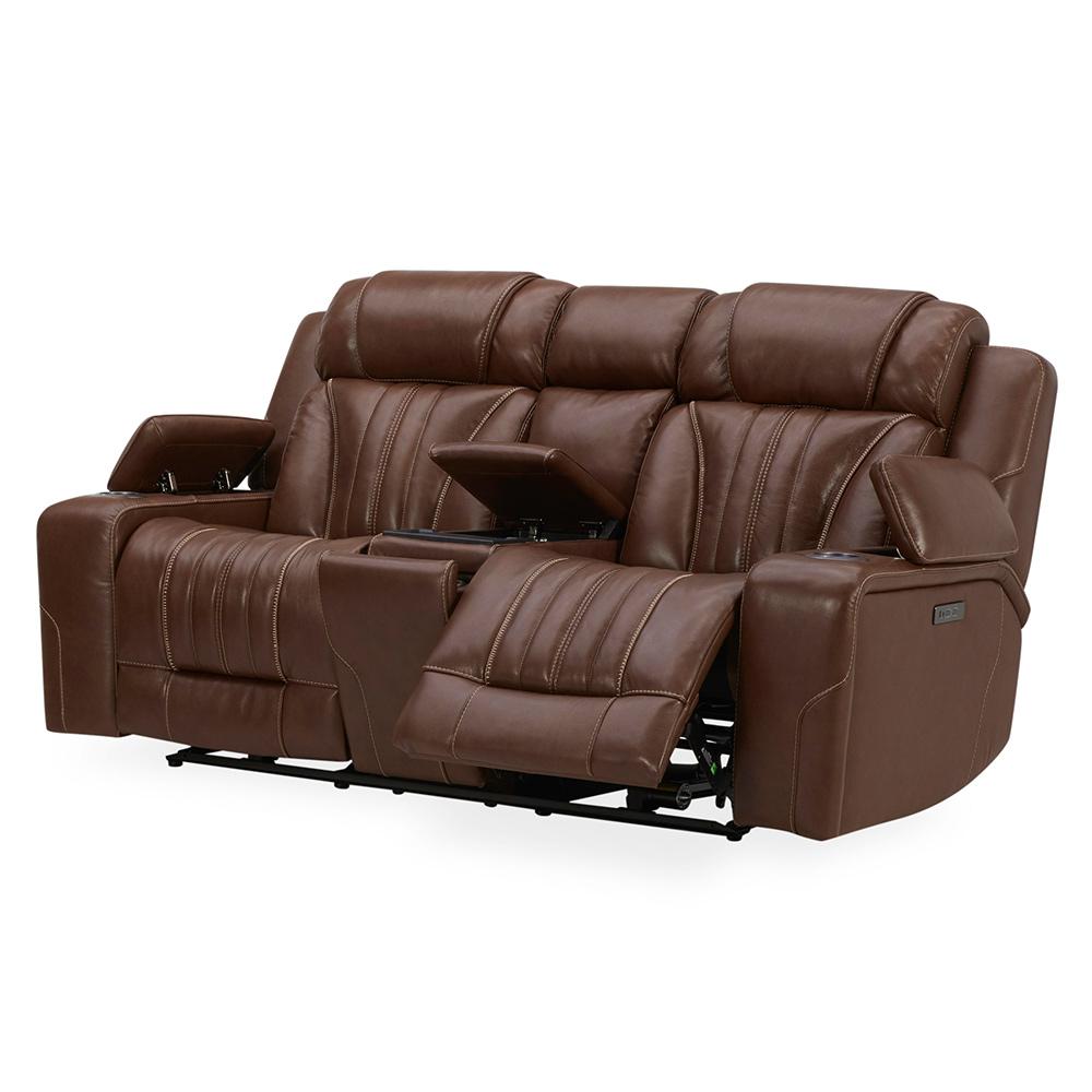 Liberty Furniture - Caswell Loveseat w/ Console P2 & ZG in Nature Chestnut Leather - 7020CN-22P veiw 1
