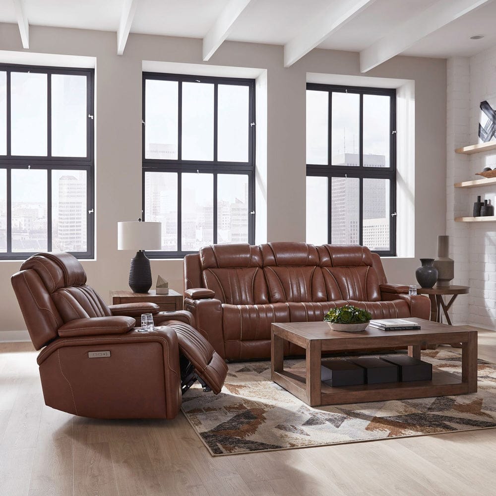 Liberty Furniture - Caswell - Sofa & Recliner in Brown - 7020CN-UPH-SOREC view 1