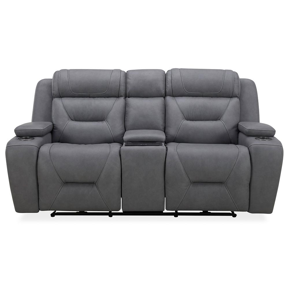 Liberty Furniture - Chapman Loveseat w/ Console P2 & ZG in Aline Blue Gray Leather - 7019BG-22P veiw 1