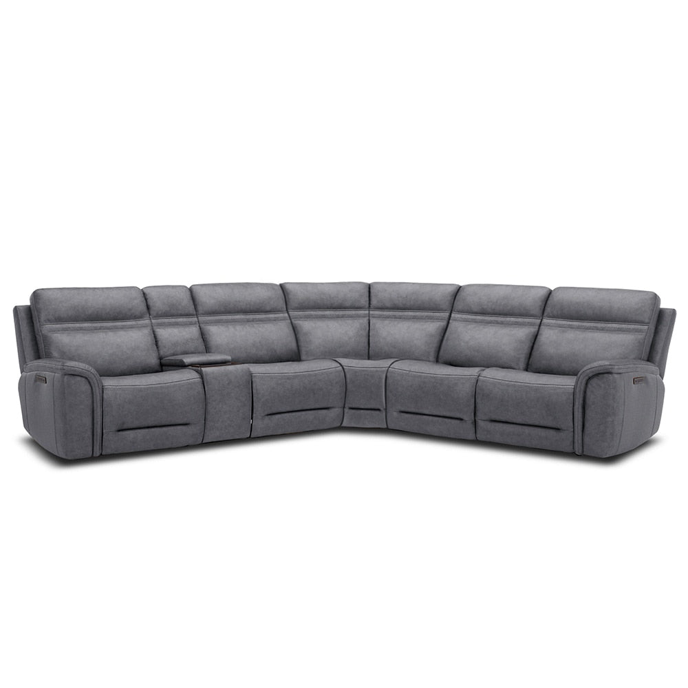 Liberty Furniture - Cooper 6 Piece Sectional in Blue Gray Leather - 7007BG-UPH-6PCSEC veiw 1