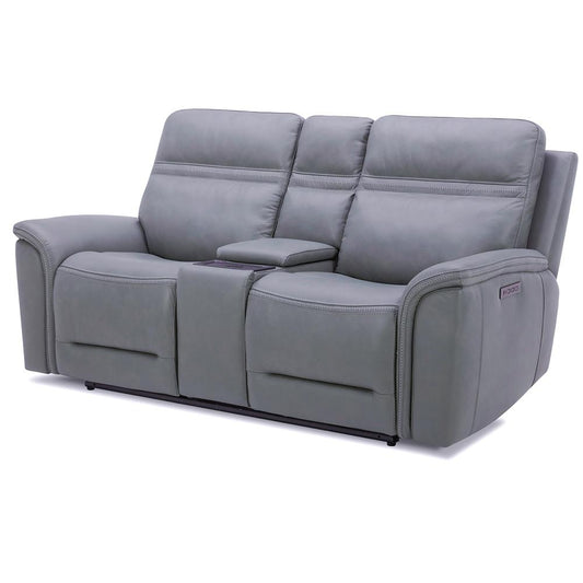 Liberty Furniture - Cooper Loveseat w/Console P3 & ZG - Blue Gray in Blue Gray Leather - 7007BG-23P veiw 2