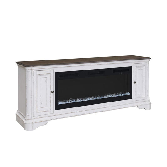 Liberty Furniture - Fireplace TV Consoles - 244 82 Inch Console w/ Fire FTS in Brown - FIRE-BOX-244-82FTS view 2