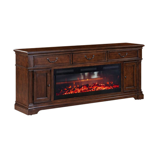 Liberty Furniture - Fireplace TV Consoles - 512 84 Inch Console w/ Fire FTS in Brown - FIRE-BOX-512-84FTS view 2