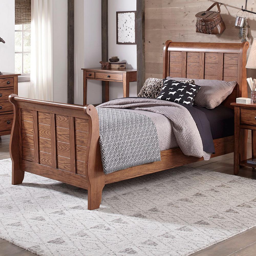 Liberty Furniture - Grandpas Cabin Full Sleigh Bed in Aged Oak - 175-BR-FSL veiw 1