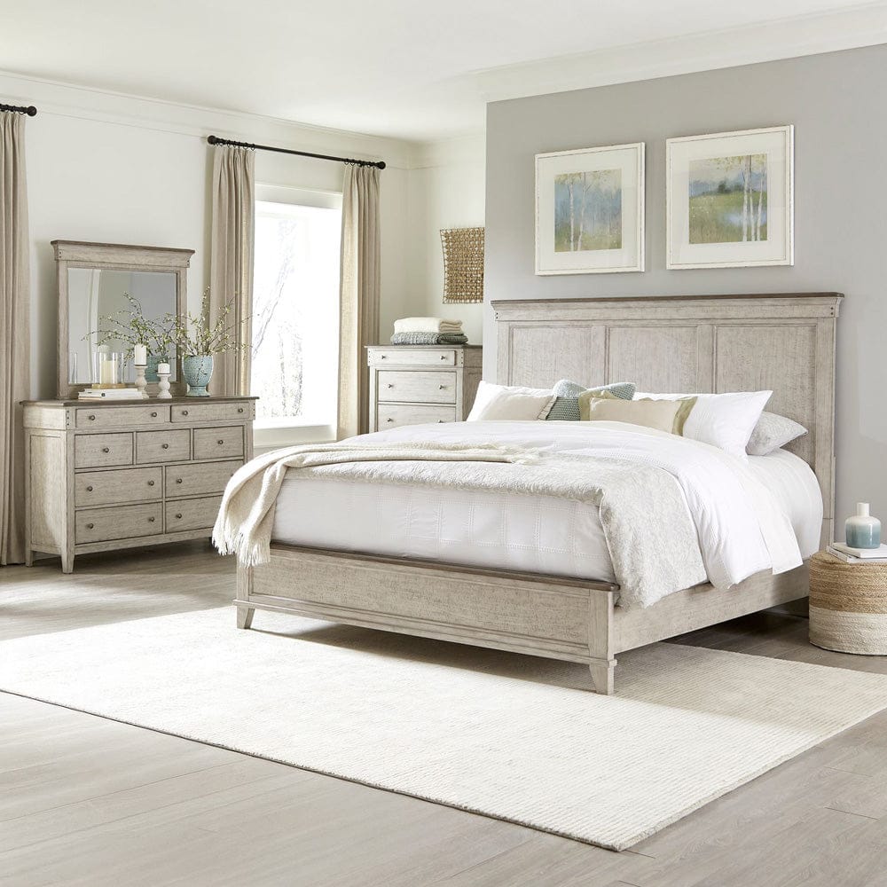 Liberty Furniture - Ivy Hollow - King California Panel Bed, Dresser & Mirror, Chest in White - 457-BR-CPBDMC view 1