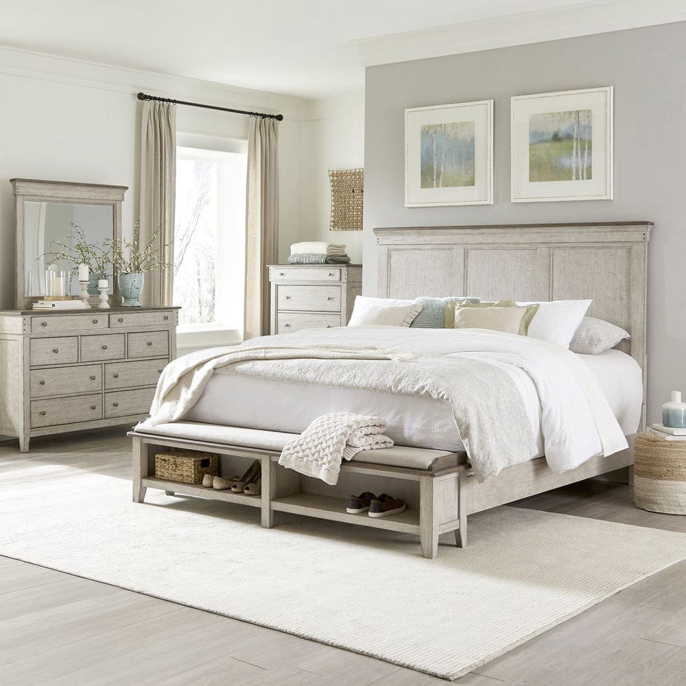 Liberty Furniture - Ivy Hollow - King California Storage Bed, Dresser & Mirror, Chest in White - 457-BR-CSBDMC view 1