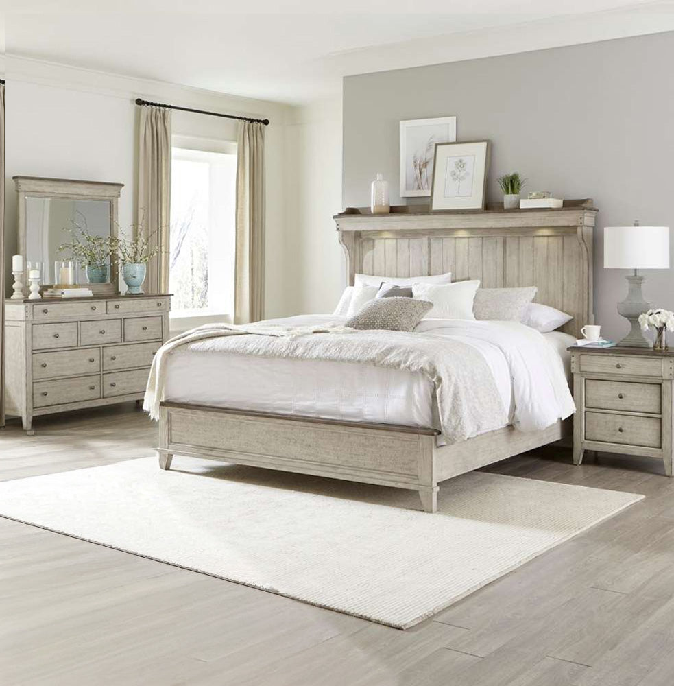 Liberty Furniture - Ivy Hollow Queen Mantle Bed, Dresser & Mirror, Night Stand - 457-BR-QMTDMN veiw 1
