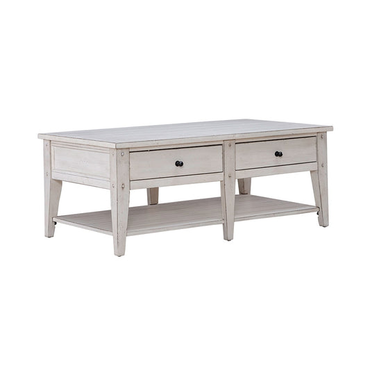 Liberty Furniture - Lake House Cocktail Table in Weathered White - 110W-OT1010 veiw 2