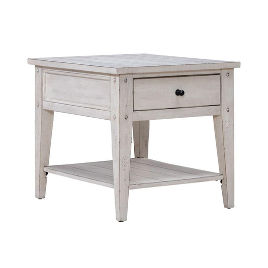 Liberty Furniture - Lake House End Table in Weathered White - 110W-OT1020 veiw 2