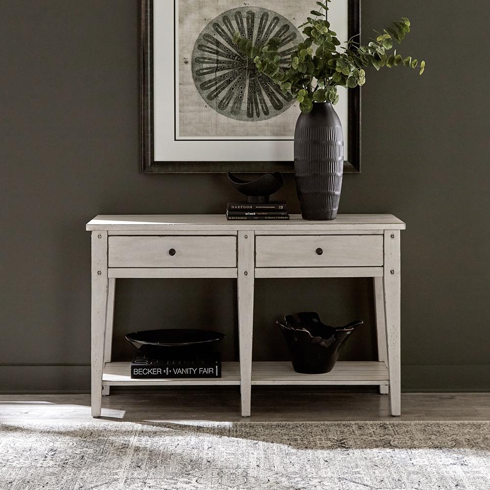 Liberty Furniture - Lake House Sofa Table in Weathered White - 110W-OT1030 veiw 1