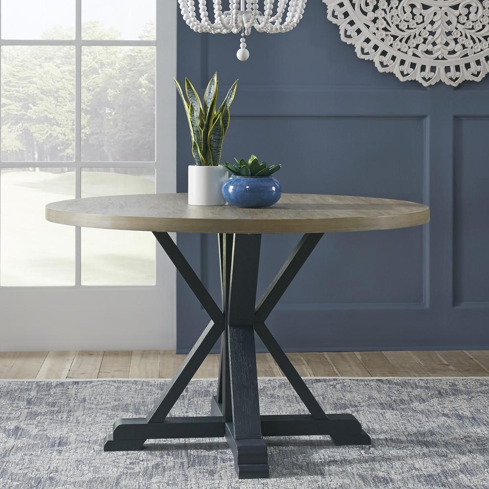 Liberty Furniture - Lakeshore Single Pedestal Table- Navy - 519NY-T4848 veiw 1