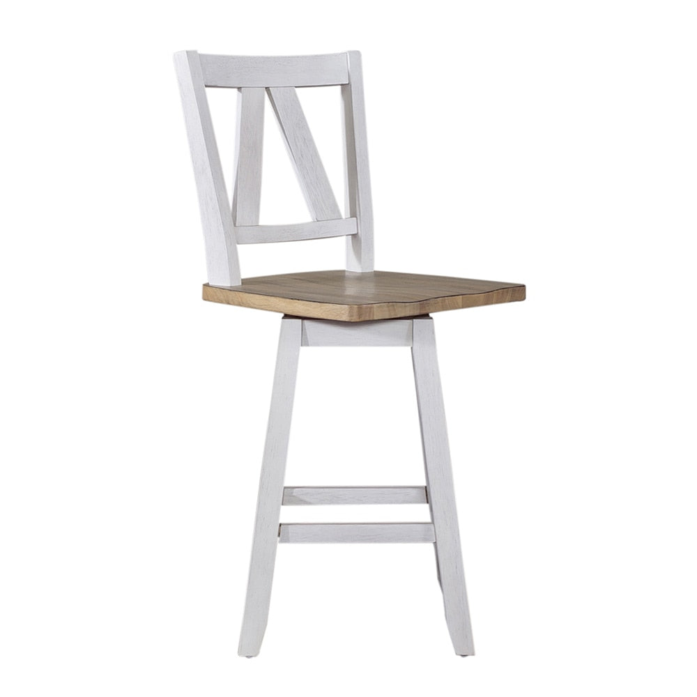 Liberty Furniture - Lindsey Farm 5 Piece Gathering Table Set in Weathered White & Sandstone - 62WH-CD-5GTS veiw 3
