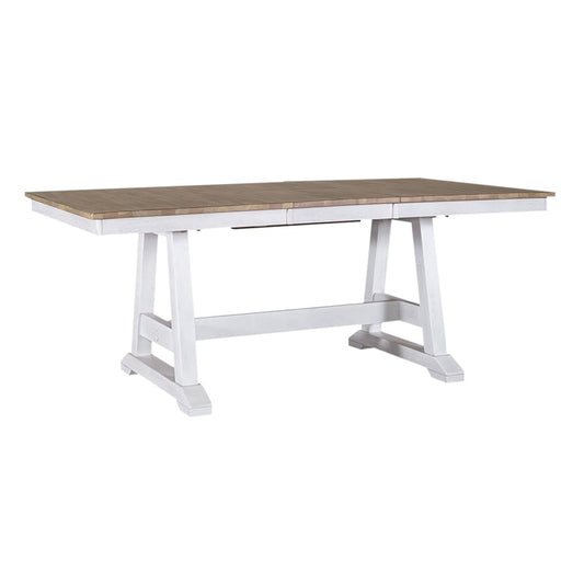Liberty Furniture - Lindsey Farm 6 Piece Trestle Table Set in Weathered White & Sandstone - 62WH-CD-6TRS veiw 2