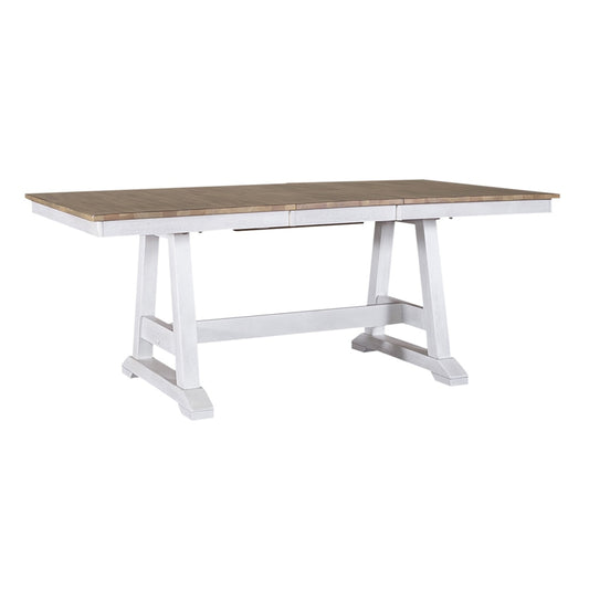 Liberty Furniture - Lindsey Farm 7 Piece Trestle Table Set in Weathered White & Sandstone - 62WH-CD-7TRS veiw 2