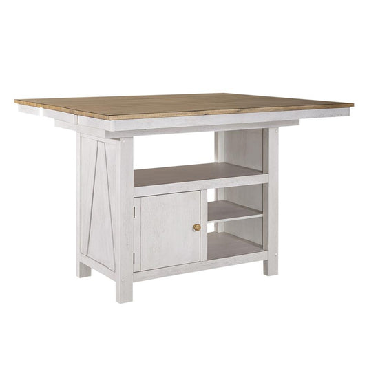 Liberty Furniture - Lindsey Farm Kitchen Island in Weathered White & Sandstone - 62WH-CD-GTS veiw 2