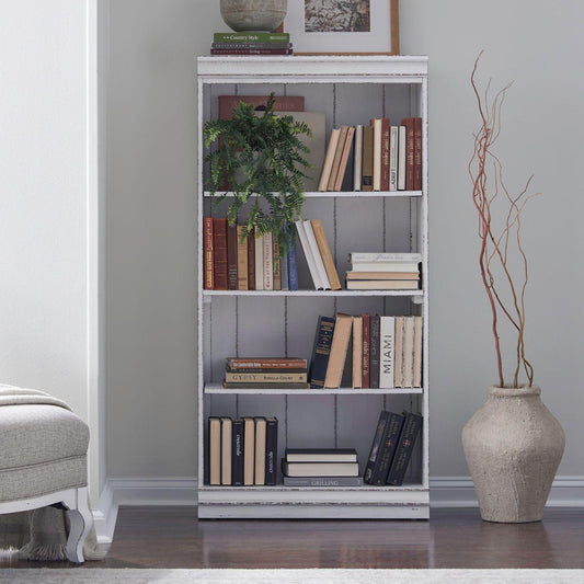 Liberty Furniture - Magnolia Manor 60 Inch Bookcase in Antique White & Weathered Bark - 244-HO3060 veiw 2