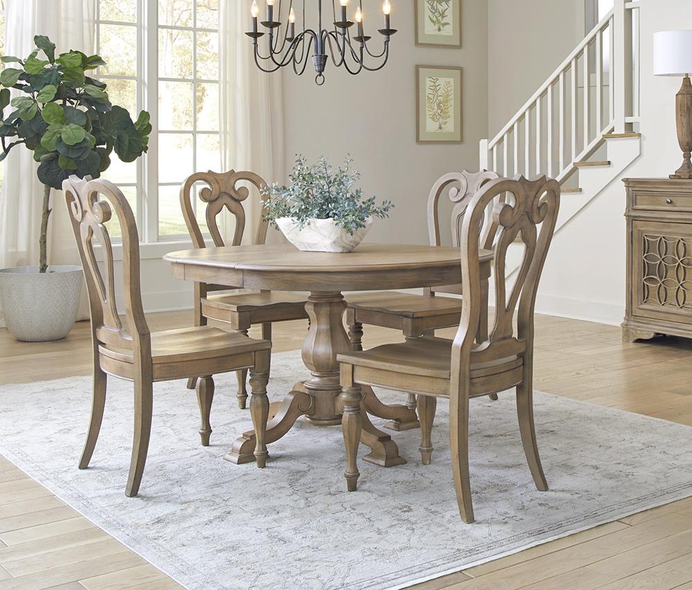 Liberty Furniture - Magnolia Manor Opt 5 Piece Pedestal Table Set in Weathered Bisque - 244N-DR-O5PDS veiw 1