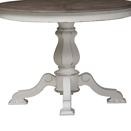 Liberty Furniture - Magnolia Manor Pedestal Table in Antique White & Weathered Bark - 244-DR-PED veiw 2