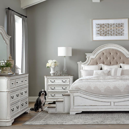 Liberty Furniture - Magnolia Manor Pet Steps in Antique White & Weathered Bark - 244-BR1000 veiw 2