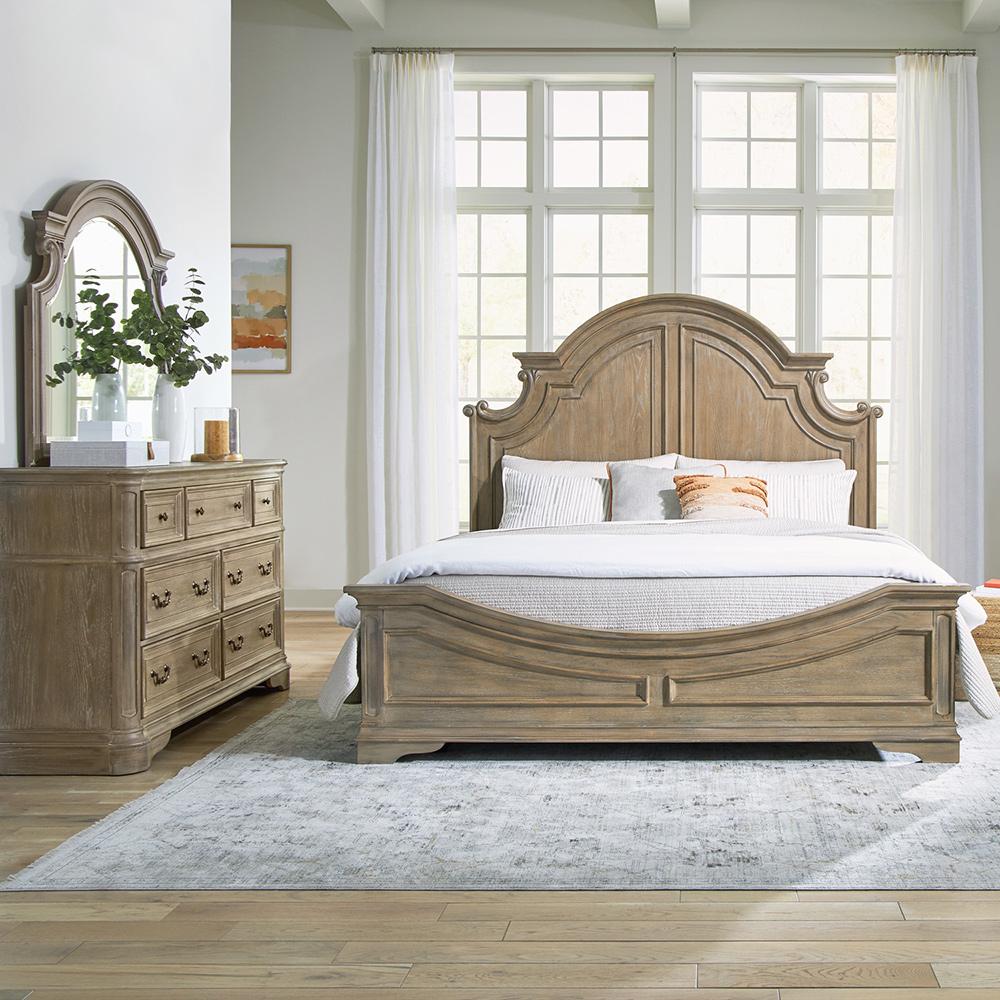 Liberty Furniture - Magnolia Manor Queen Panel Bed, Dresser & Mirror in Weathered Bisque - 244N-BR-QPBDM veiw 1